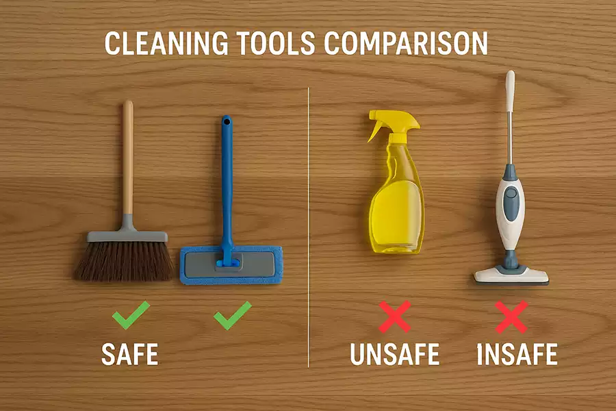 how to clean hybrid flooring - Cleaning Tools Comparison - One Stop Floors Melbourne