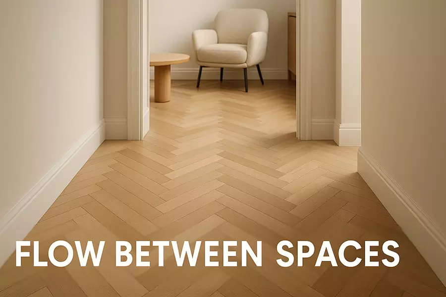 Herringbone Flooring for Small Spaces-Flow Between Spaces‎‎-One Stop Floors